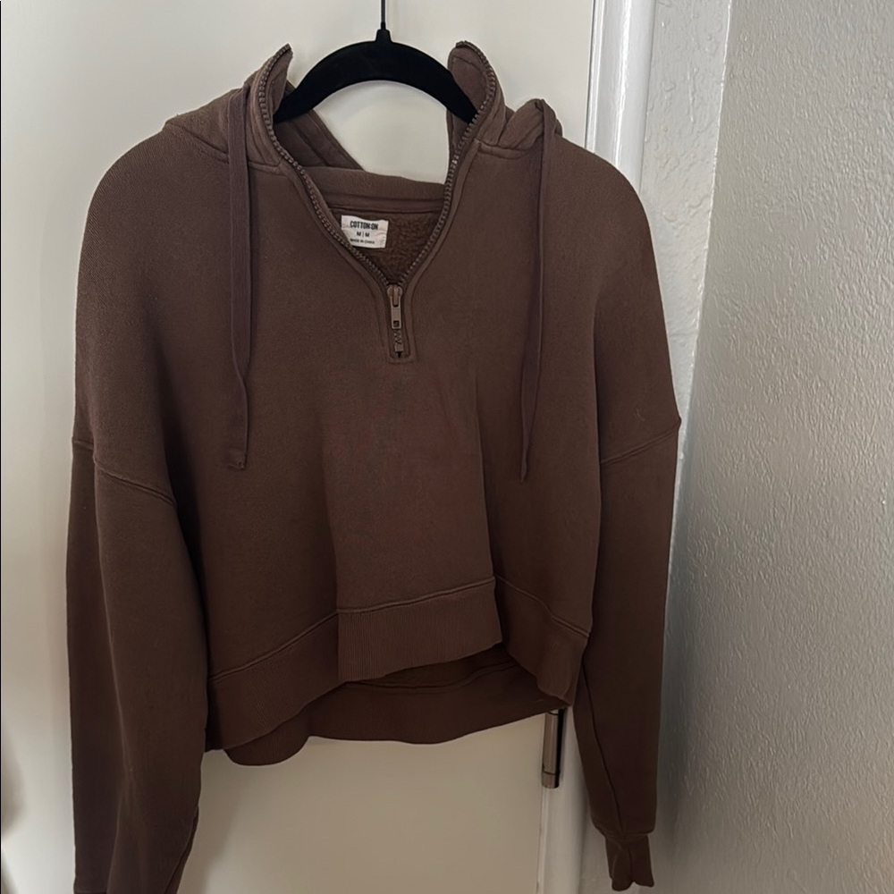 Cotton on cropped quarter zip hoodie